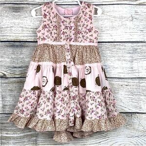 Cutey couture Summer Dress Button Down Cotton Pink Floral Sleeveless 2-3 year